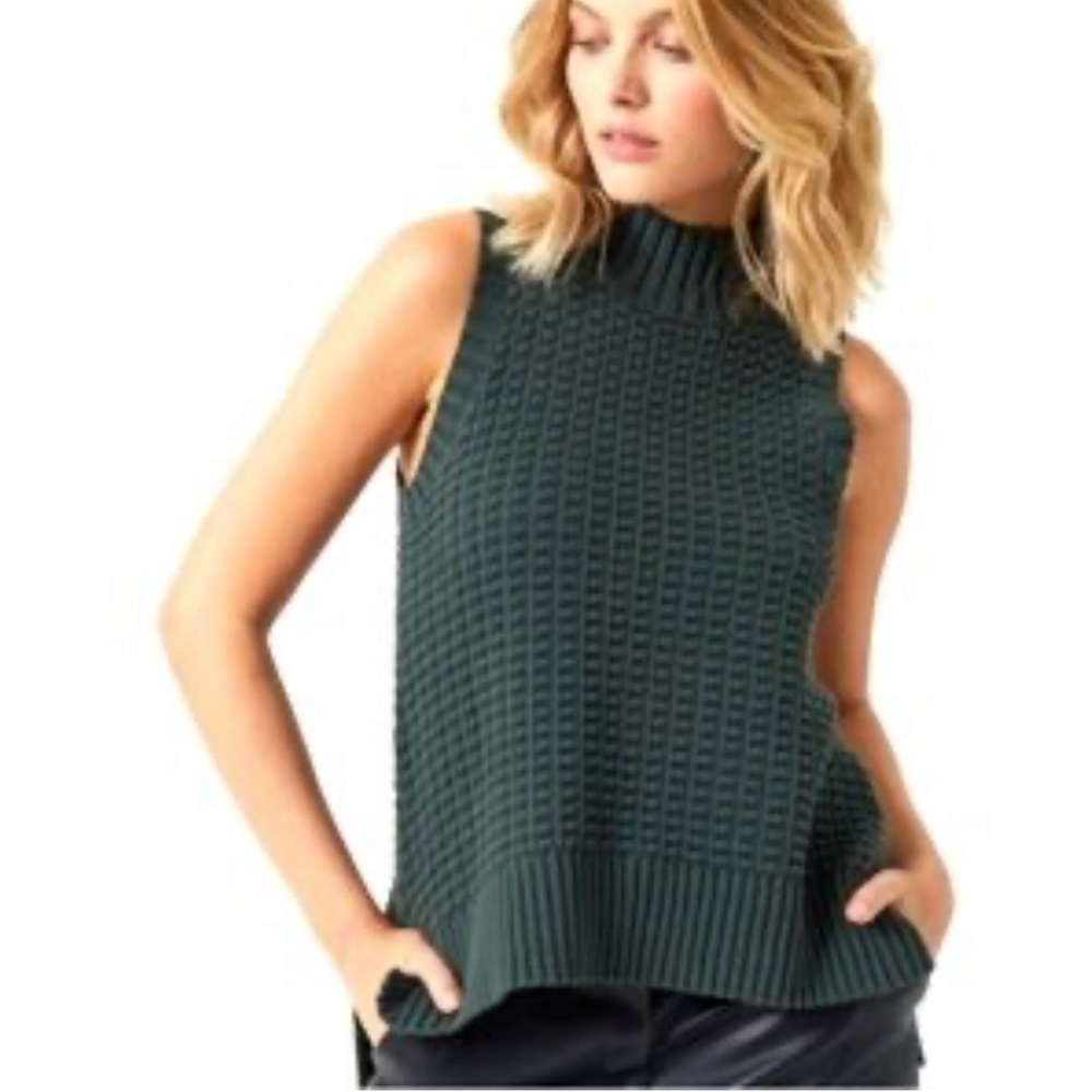 French Connection Forest Green Sleeveless Knit Sweater NWOT